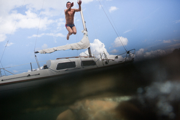 Out sailing on the fjord with Damian, Jesper and Simen