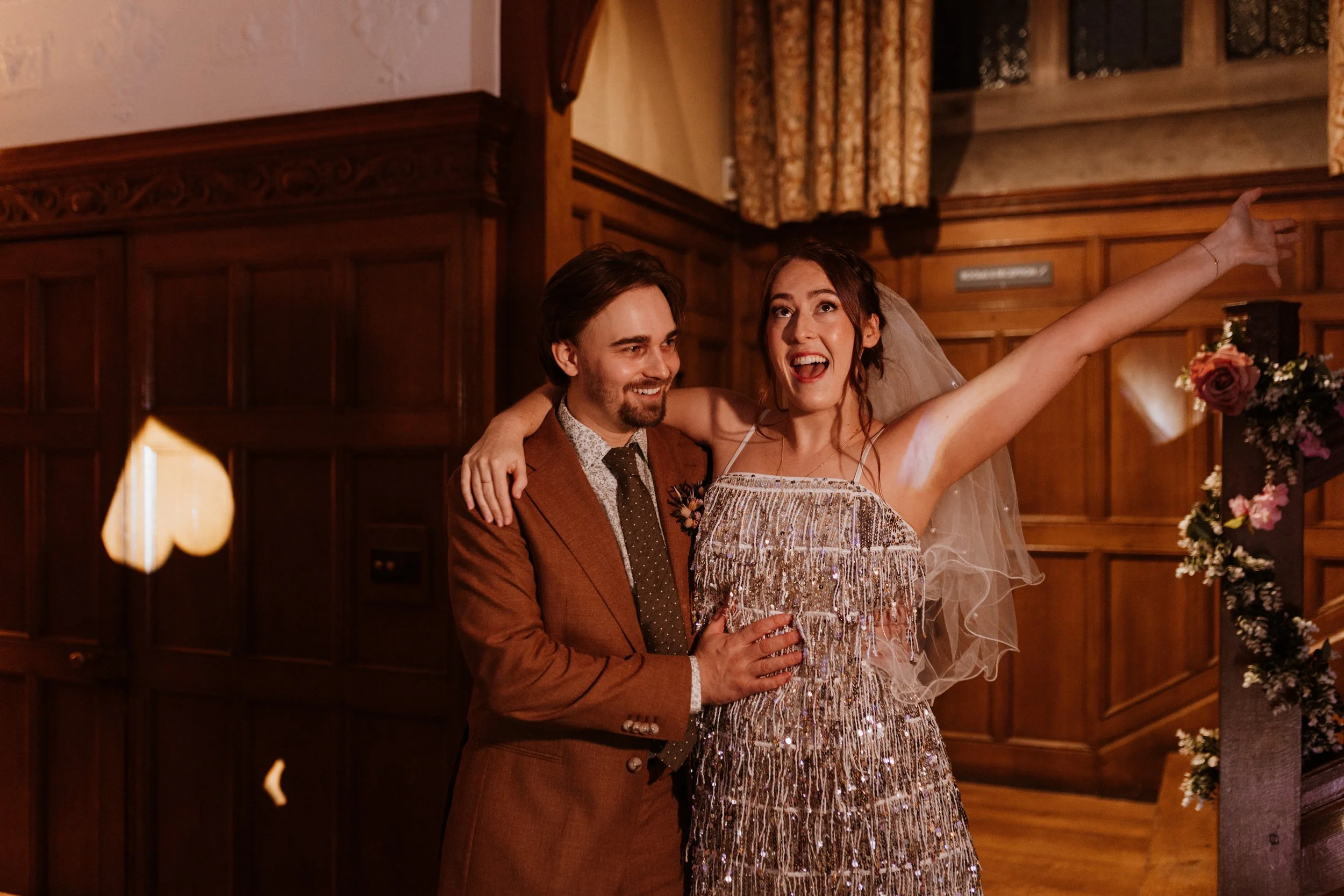  Bride and groom on the dance floor at their Lake District wedding.  