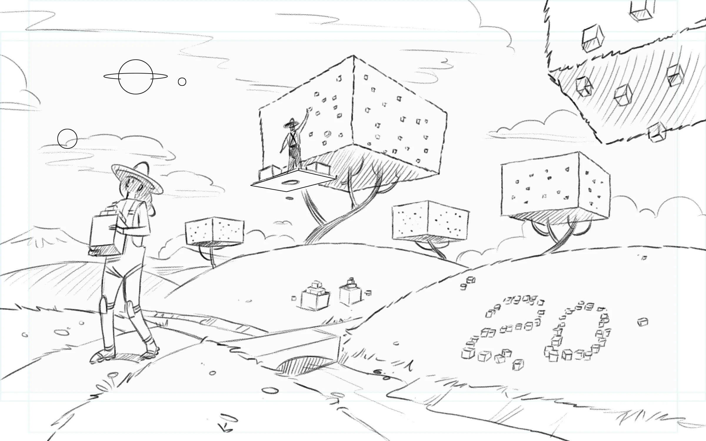 After the client chose which of the initial sketches worked best for the principle, I moved on to tighter sketches to finalize the look and feel. 