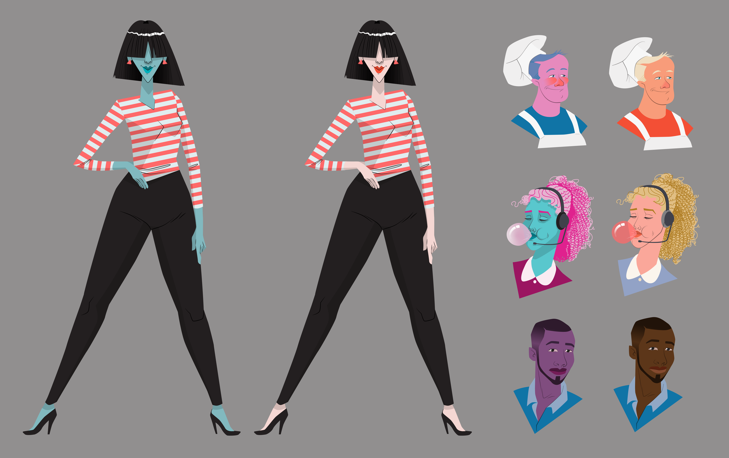A natural and stylistic approach to the character color palette.