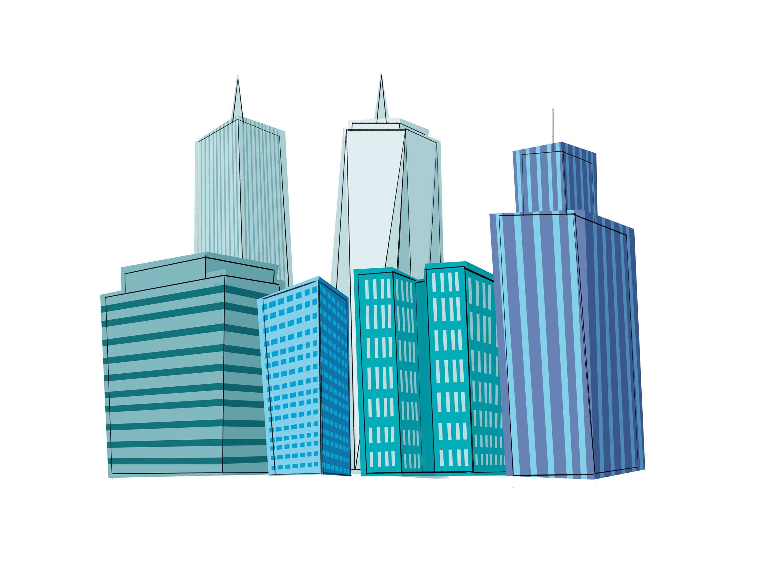 Background buildings with additional dimension.