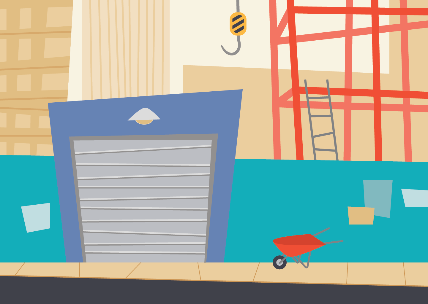 Garage construction site exterior.