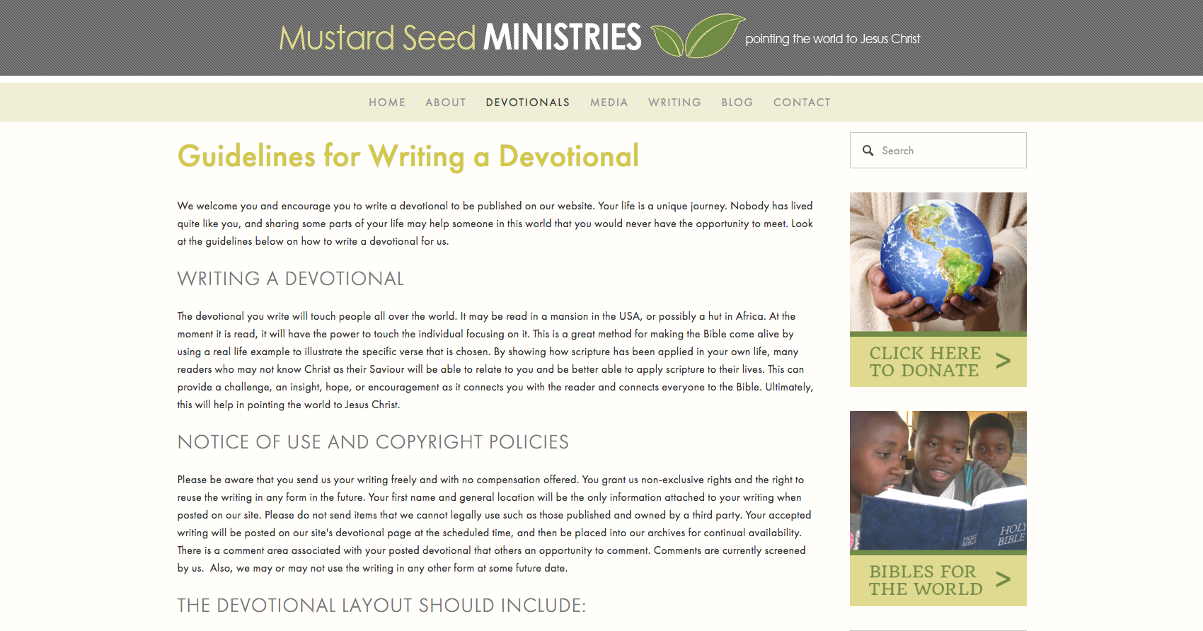 Mustard Seed Ministries Guidelines page
