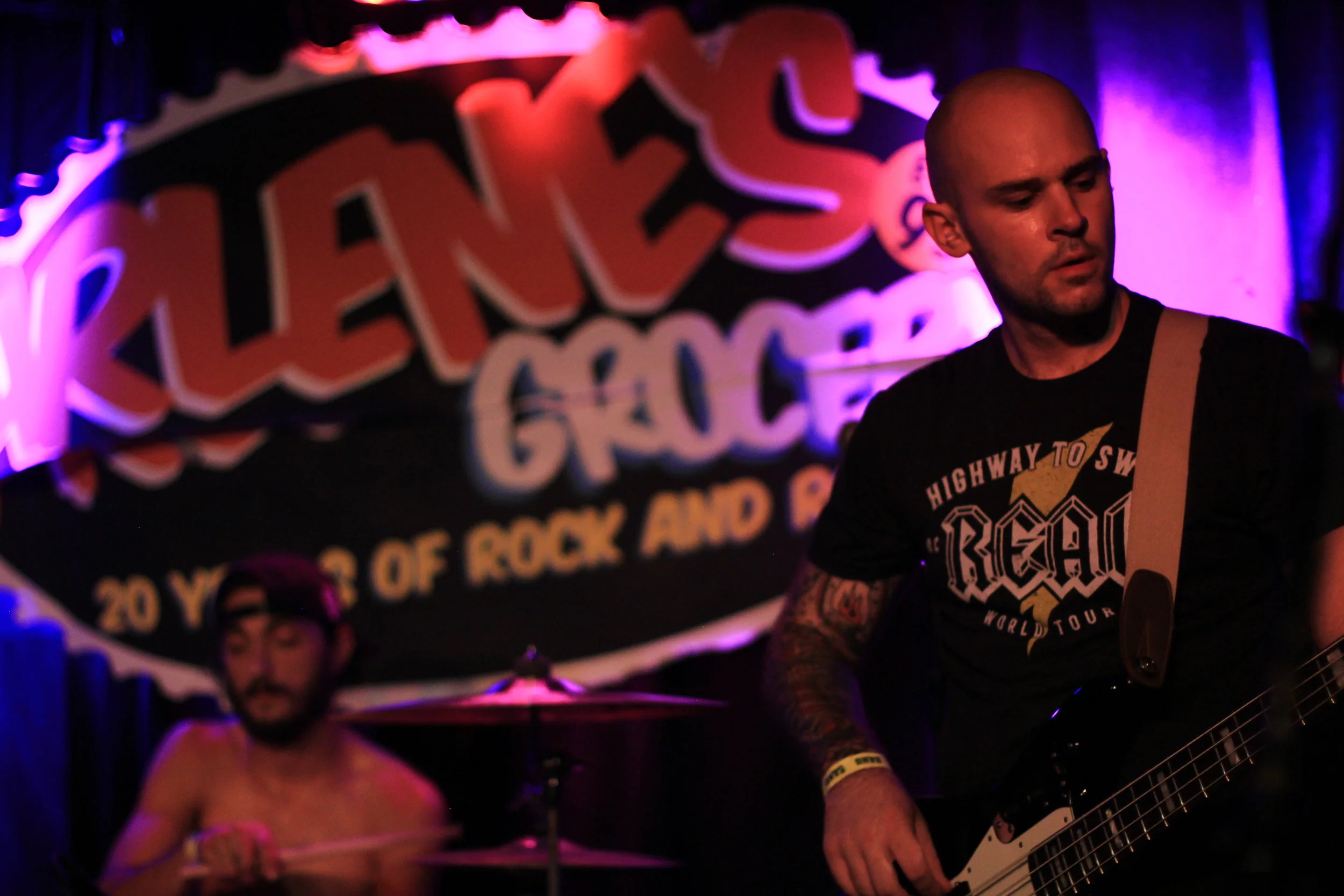 John Casale on drums and Tim Robbins on bass at Arlene's Grocery. Photo courtesy of Kevin Vallejos.