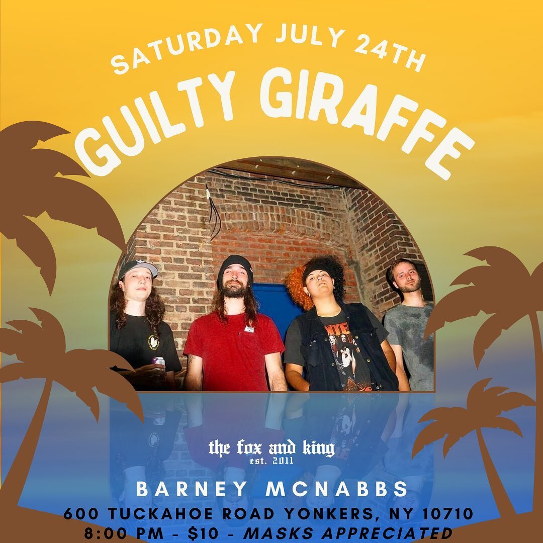 🤘🏽 🎸 🖤 | 914&rsquo;s very own, @guiltygiraffe_ , will be headling our return show to #Yonkers this Saturday at @barney.mcnabbs Blending a unique sound of grunge, psychedelic pop-punk and post-hardcore, this four-piece band is making their post-pa