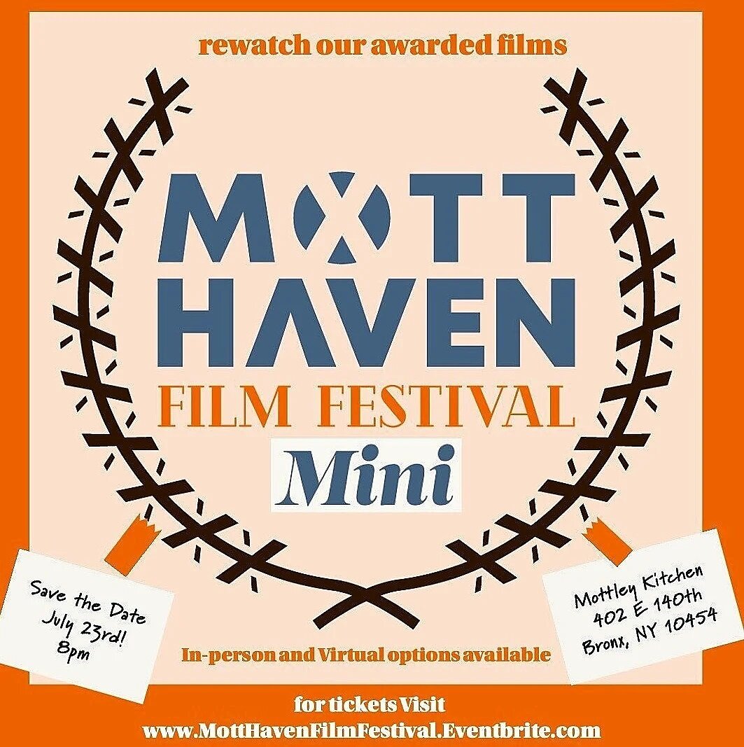 🎞 To all filmmakers and lovers! The @motthavenfilmfestival goes live tomorrow night at 8:00PM both at @mottleykitchen as well as streaming virtually. Catch us there in support of local, independent, filmmakers and see what's next on The Bronx's big 