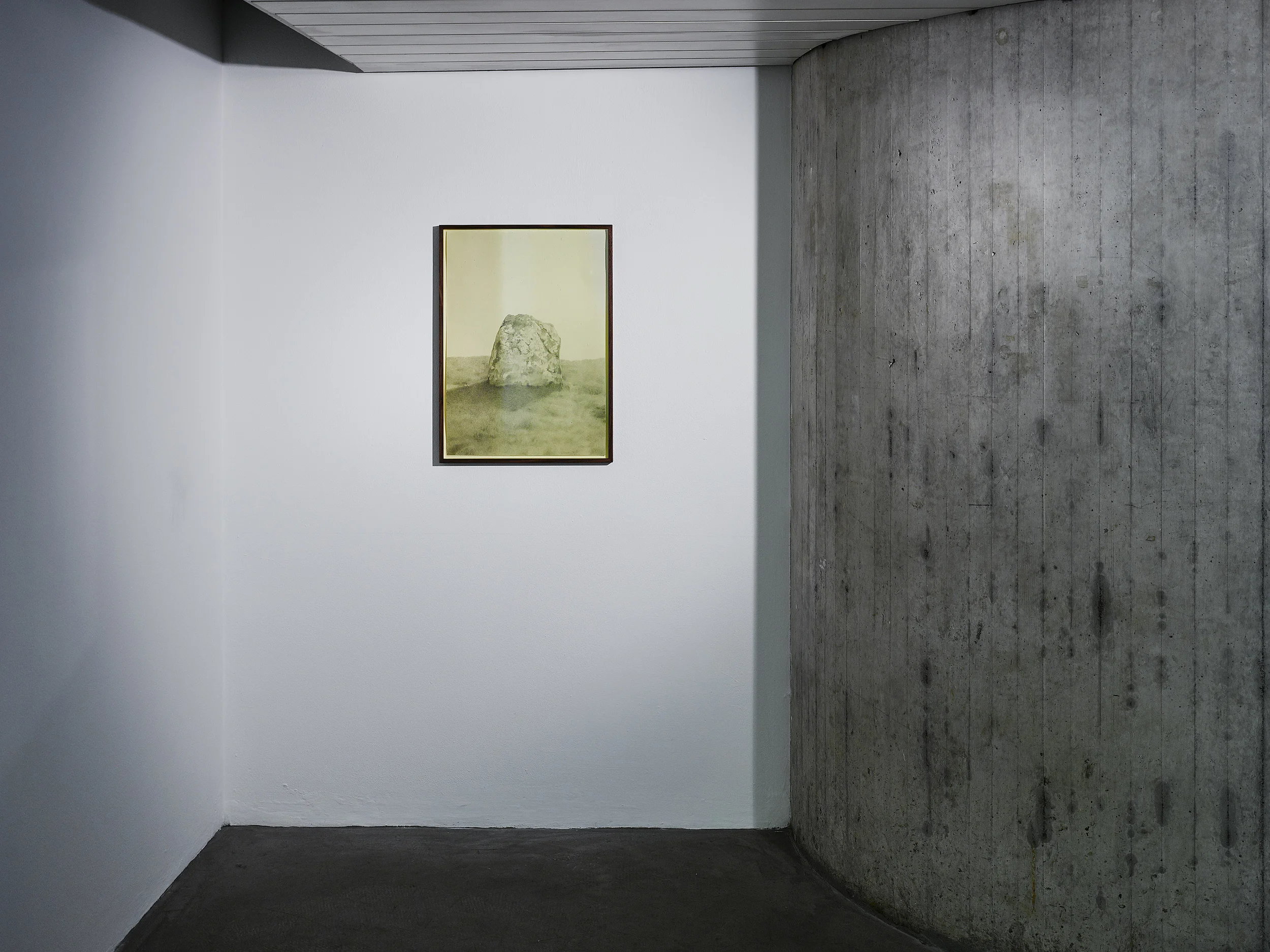 Standing stone, 2014, Pencil on paper, coloured glass (pale straw), 630 x 430 x 30 mm Photo Ros Kavanagh
