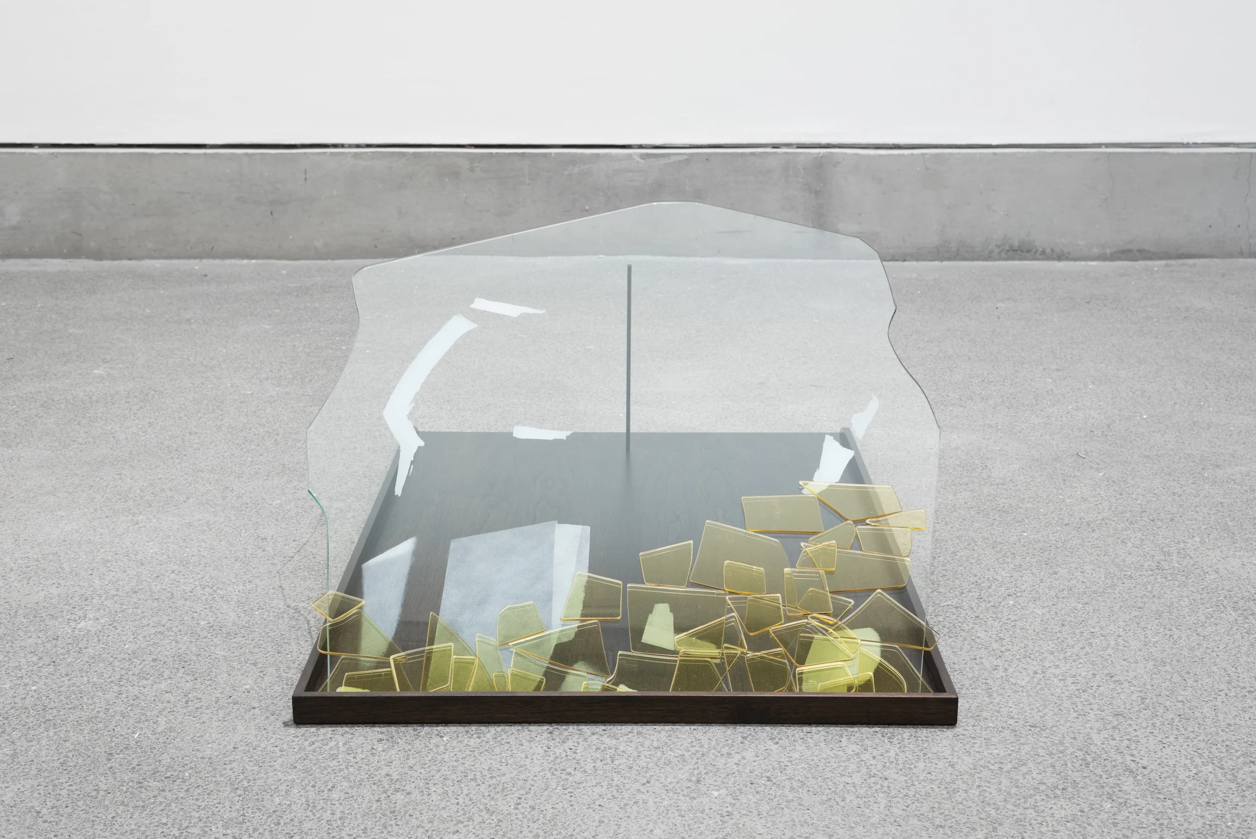 Tilted Glass, 2015, Walnut, glass and steel, 1200 x 750 x 200 mm