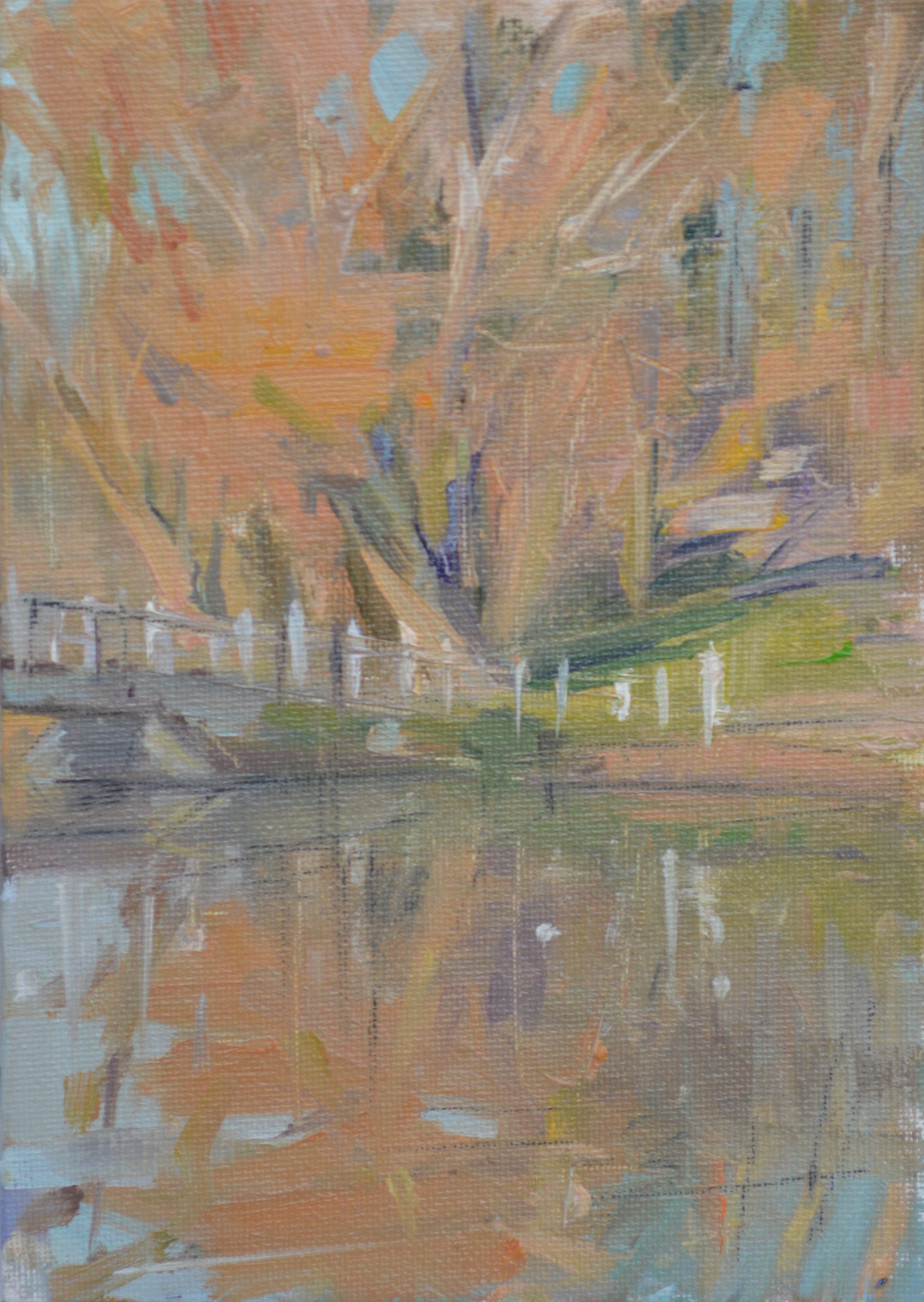 The bridge at Fonthill, Oil on canvas board