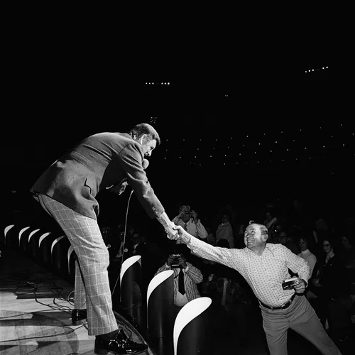 Archie Campell Greeting a Fan, Grand Ole Opry, Nashville, TN, 1972