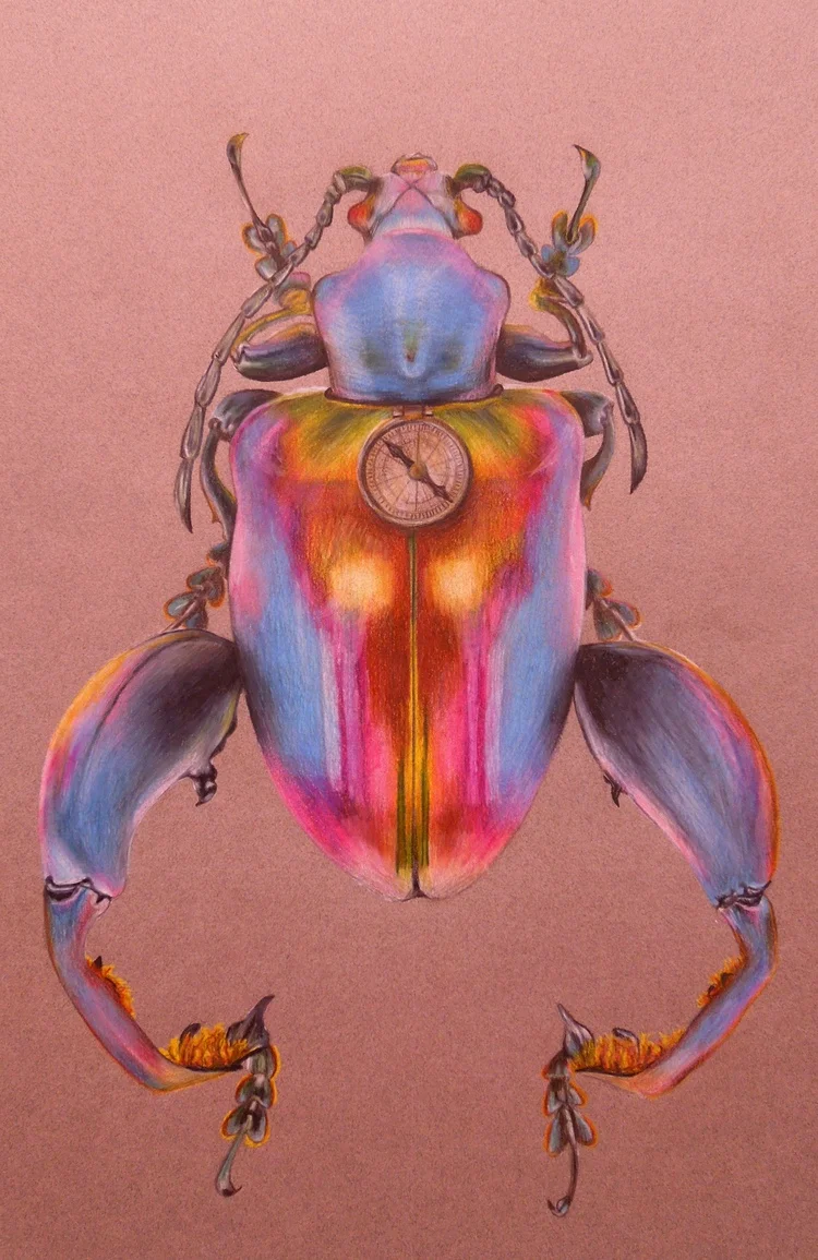 The Traveler12" x 18", Colored pencil on toned paper, 2015