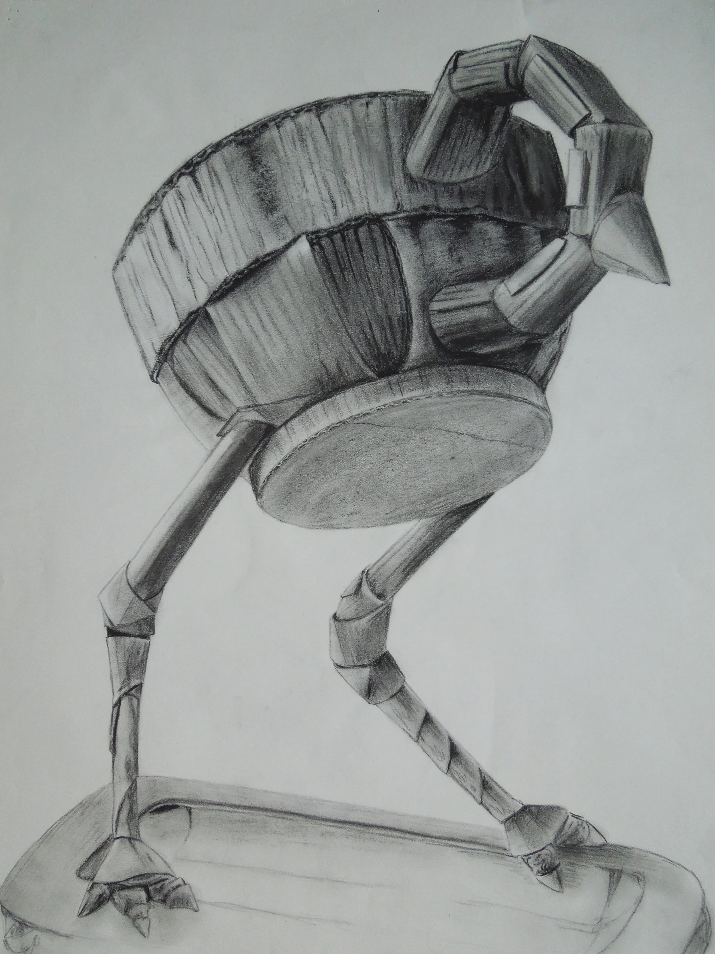 Tea Bird Study #318" x 24", Charcoal on newsprint, 2014
