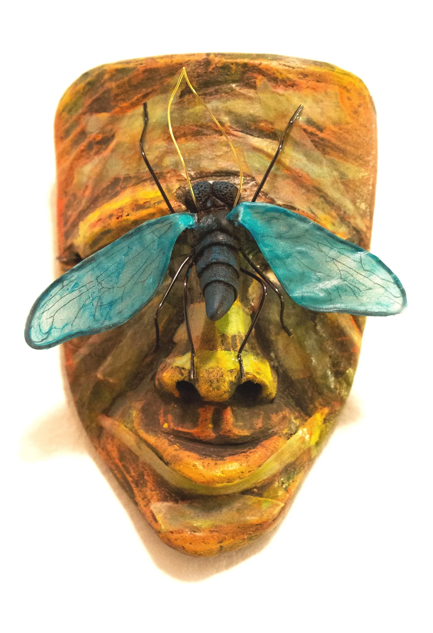 Camouflage, (Ceramic, paper, wire, acrylic) 20186" x 4" x 1" | Private collection