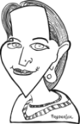 Self-portrait of Paula Frederick. A pen and ink drawing by illustrator and artist Paula Frederick | PLFrederick.com