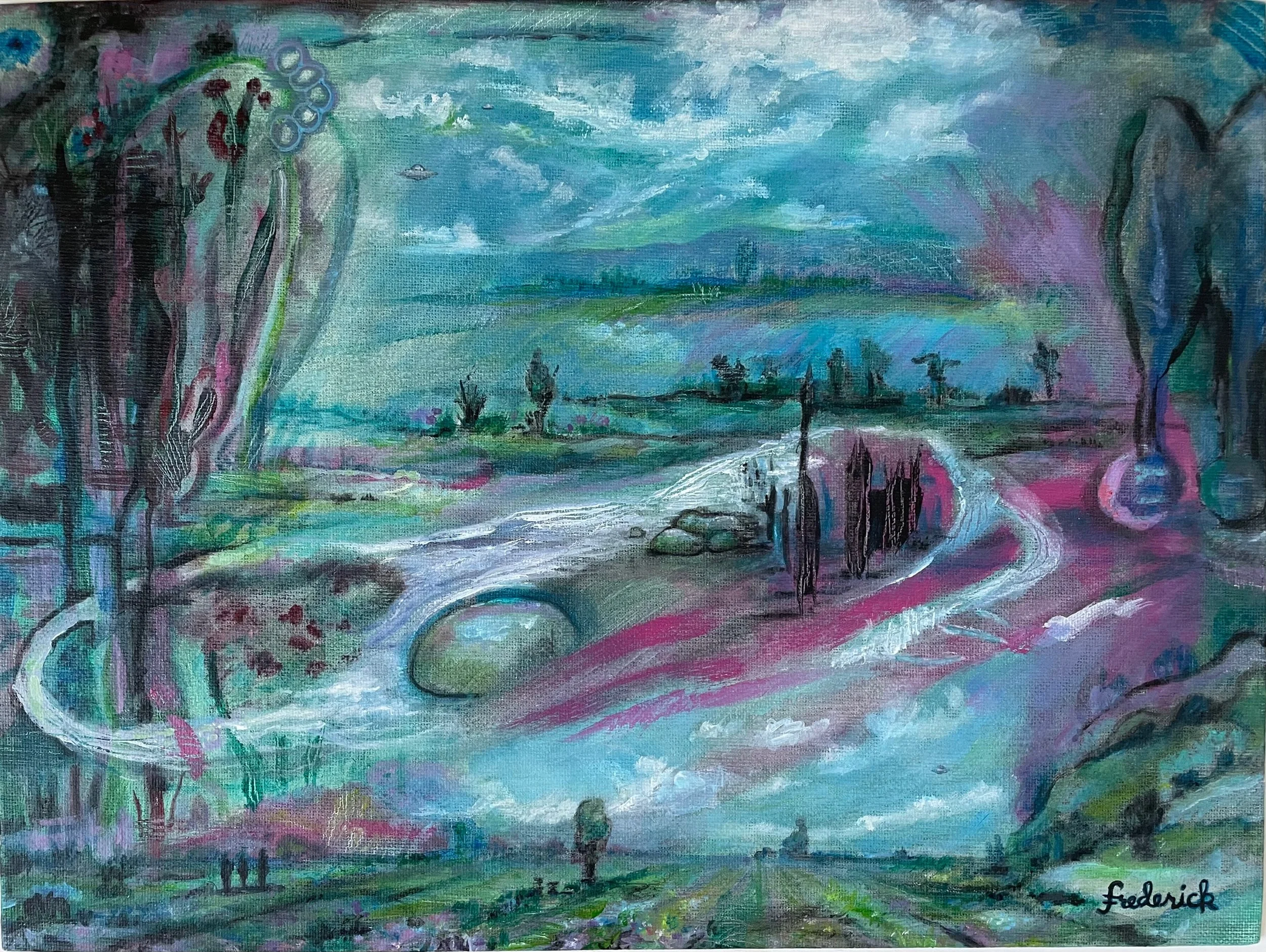 Jumping Timelines | By Paula Frederick | Acrylic on canvas board