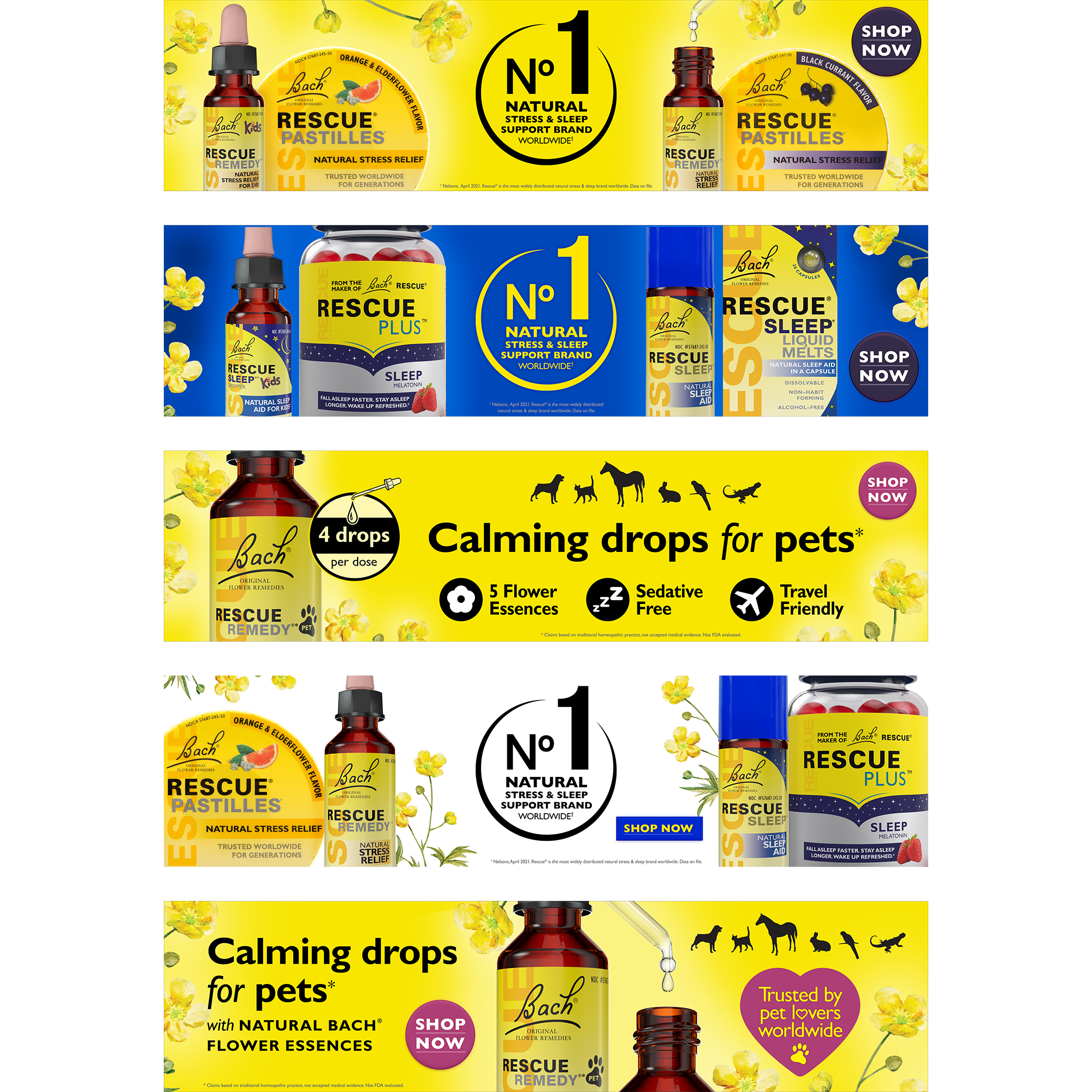 Instacart ads (static) for mobile. A variety of ads with now-outdated copy, like, pre-covid. Used only as an example of my work, not to be inferred as current regulatory-approved claims. Actual size: 4000 x 1000 pixels each.