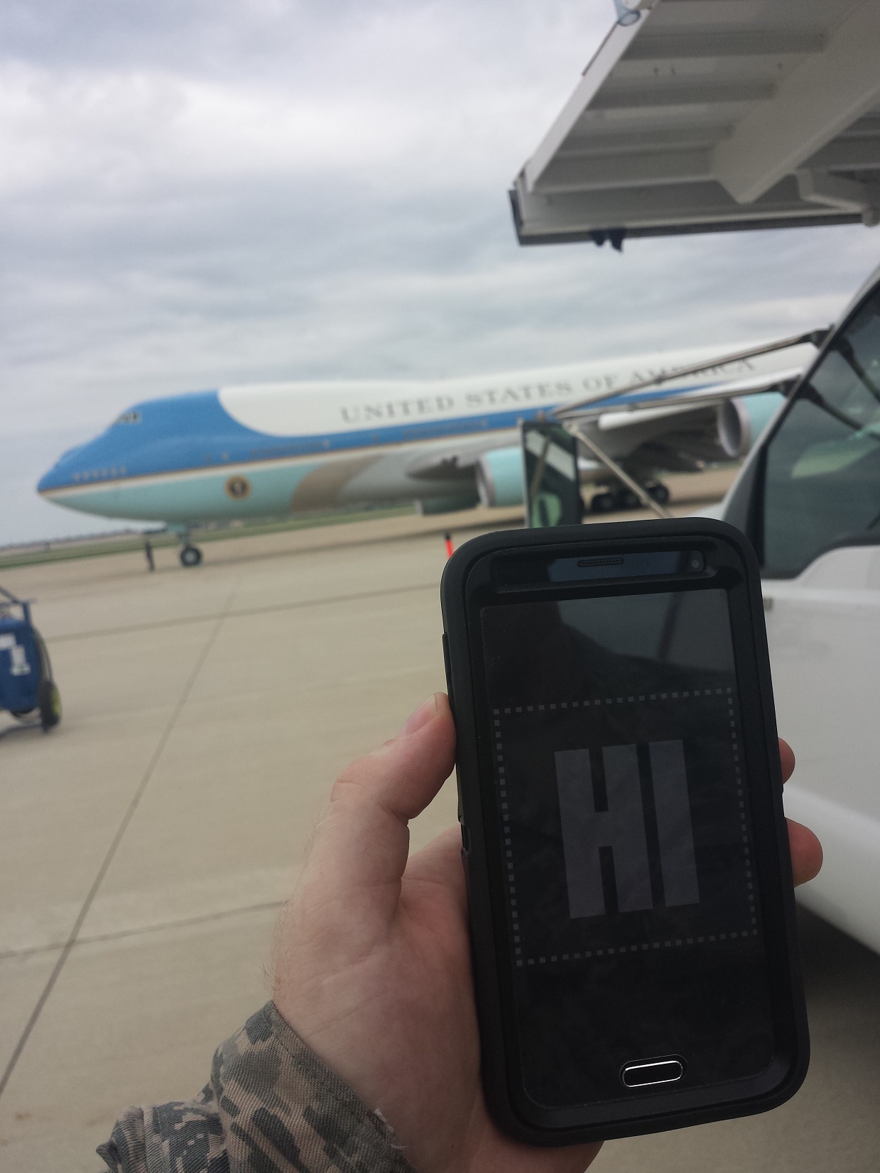 Chris is looking after The President's airplane stairs