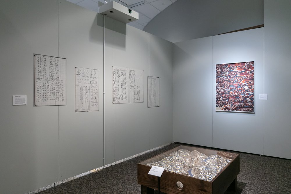 Room featuring enlarges projects notes on the left, "Yosemite Table" in the foreground, and "Sand Hills 1" on the right in the background