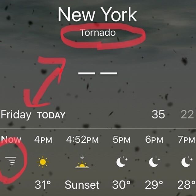 Well that&rsquo;s new &amp; different #appleweather Meanwhile The sun is shining and there&rsquo;s barely a breeze🤷&zwj;♂️ #nyc #appleweatherfail #appleweatherlies #mysecretnyc