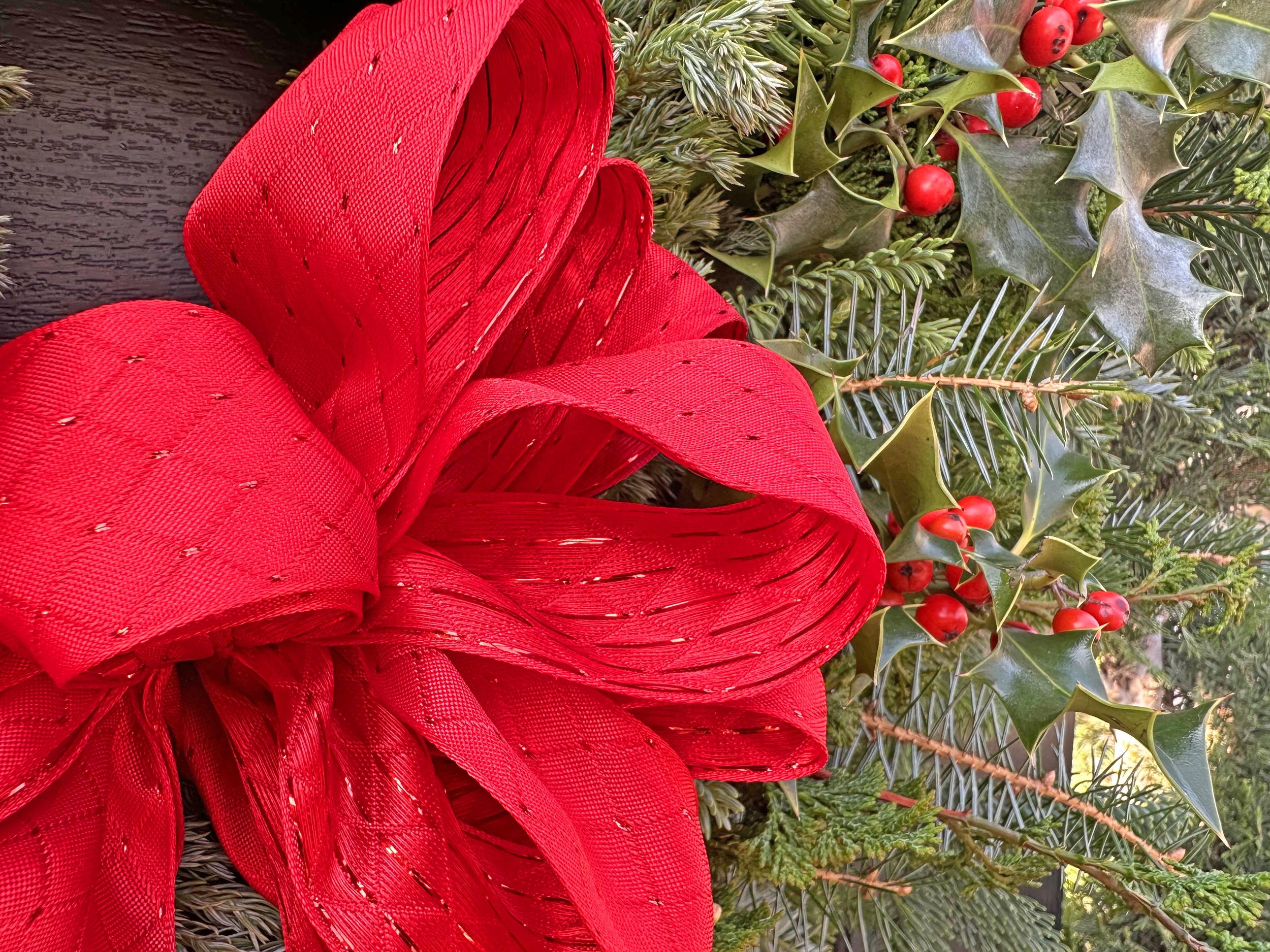 Wreath #1 w:red bow up close2.jpg