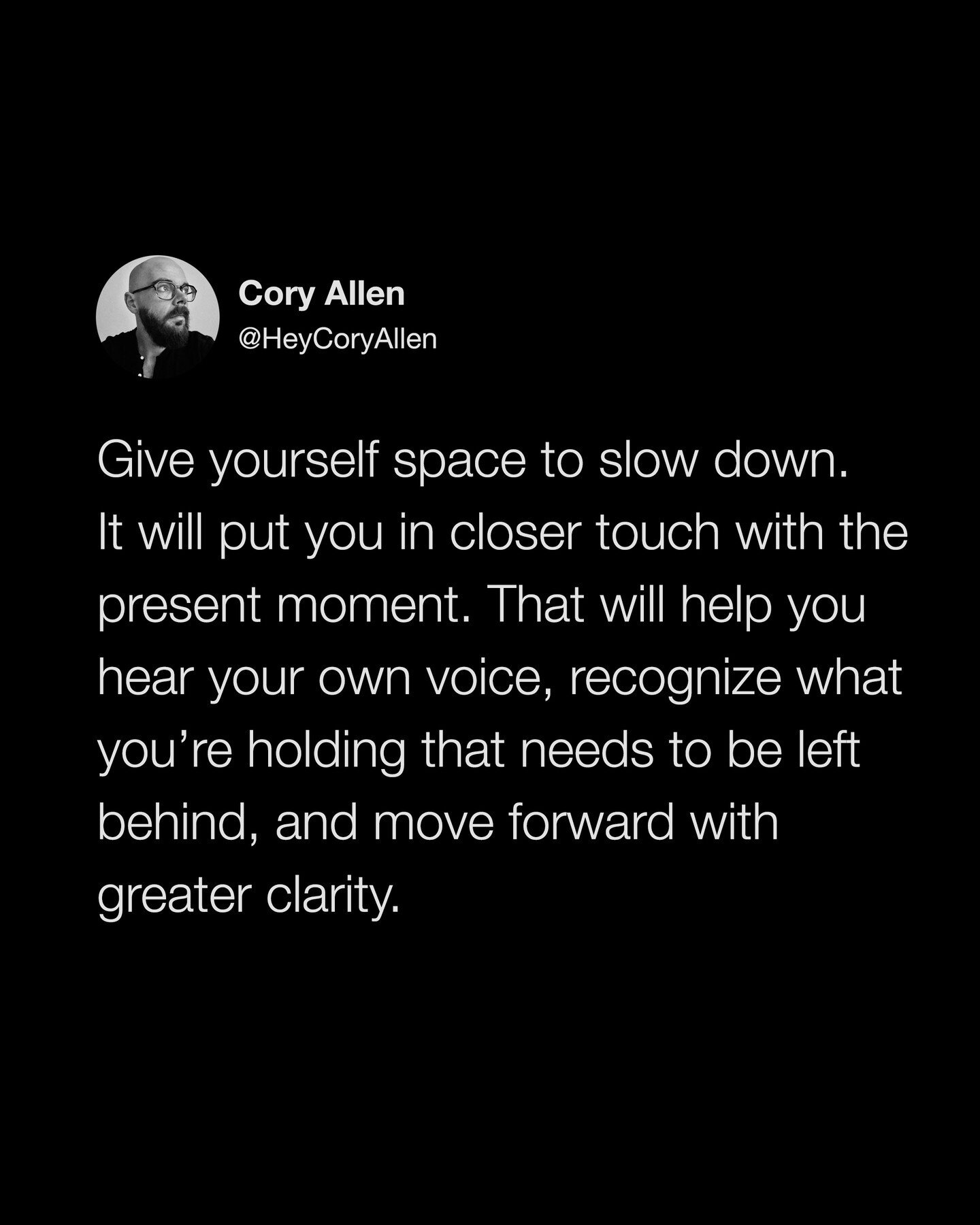 Slowing down helps you reflect and see your life clearly. When you&rsquo;re moving too fast, everything becomes a blur and the only way you can manage is by reacting to it all. Making space in your life helps you see where you need to practice self-c