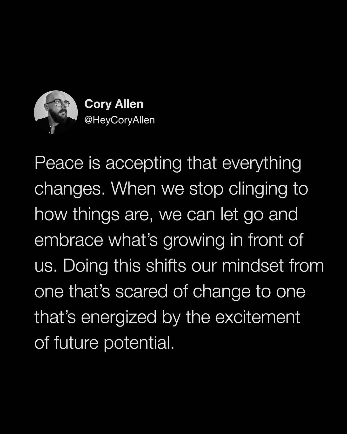 Big love to everyone out there protecting their peace 🙏🏻 

@heycoryallen: Peace is accepting that everything changes. When we stop clinging to how things are, we can let go and embrace what&rsquo;s growing in front of us. Doing this shifts our mind