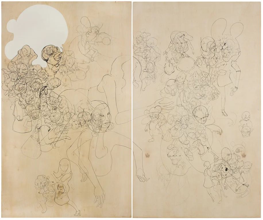 Ink and paint on wood. 2009 
