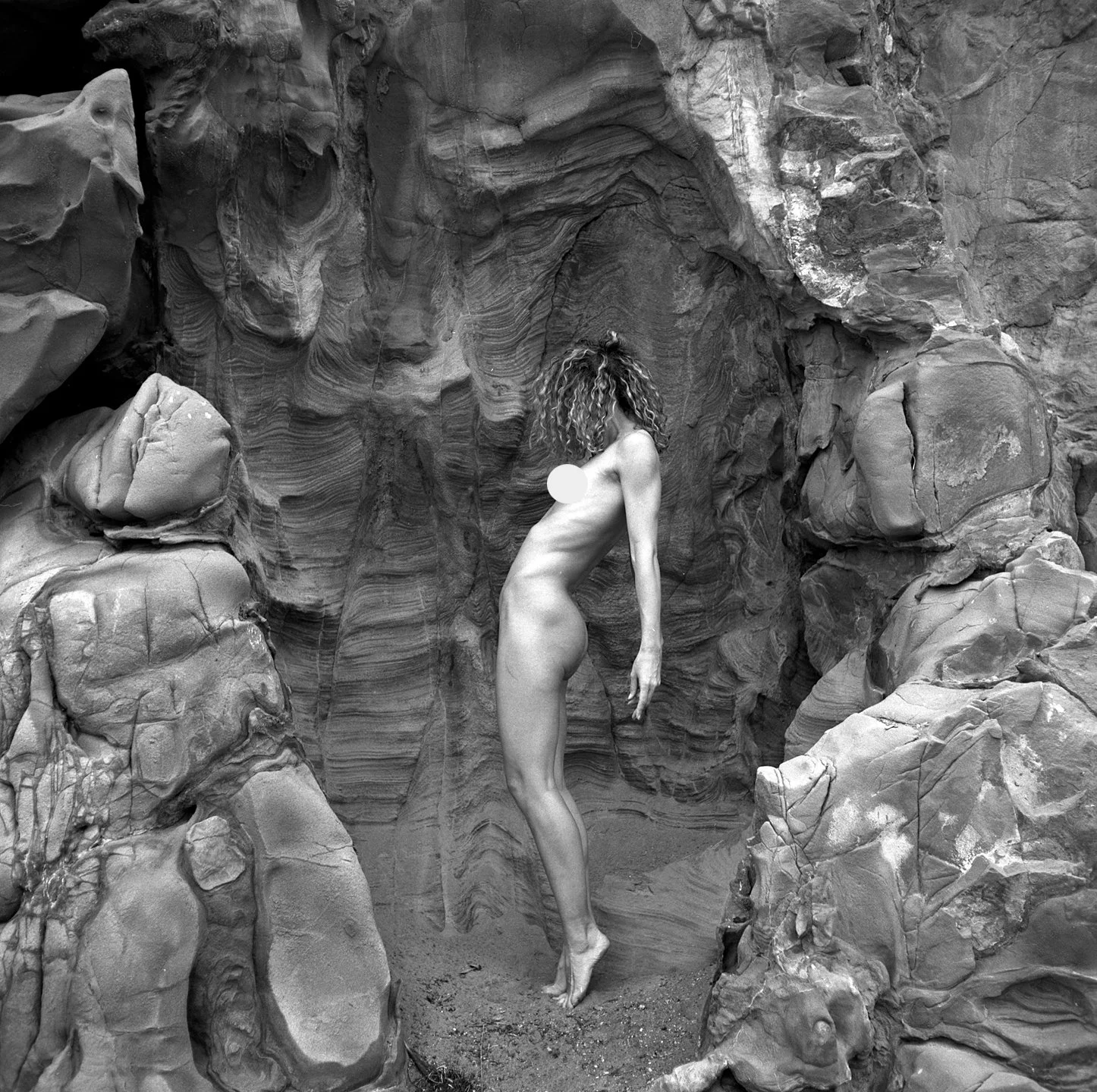 Inside the rocks and dunes and formations of the earth. Actually, more just trying to angle the frame to get the least amount of bird poop in the final image as humanly possible. 
.
#filmphotography #blackandwhitefilm #fineart #santacruz #california 