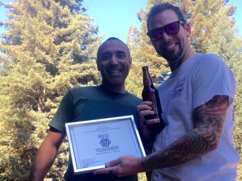 70 Hour Class Jason completed the 70 hour class. We celebrated with a ride on Brail Trail at Demonstration Forest Ca. Jason own's five bikes all in different genre's , from beach cruiser turned 26"old school bmx, cx bike, downhill, trail bike and a fat bike. Completed class on September 17th 2015