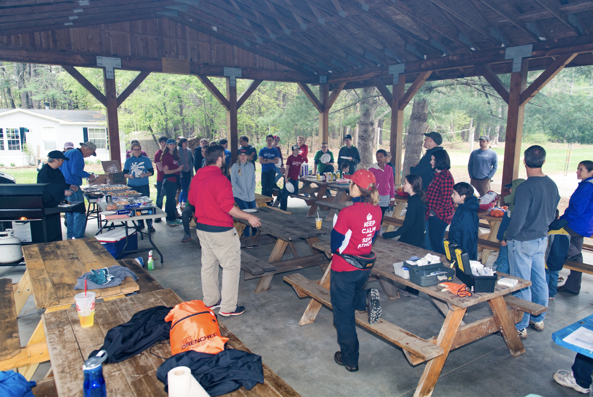 Students and families get ready to enjoy lunch after a job well done!