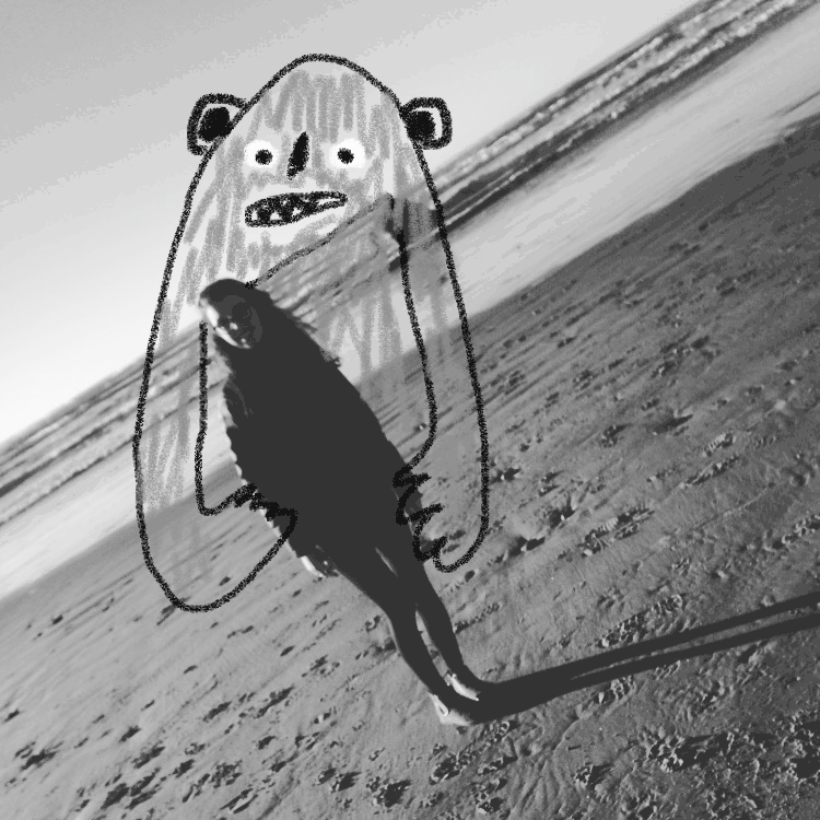 "At The Beach with a Friendly Monster"