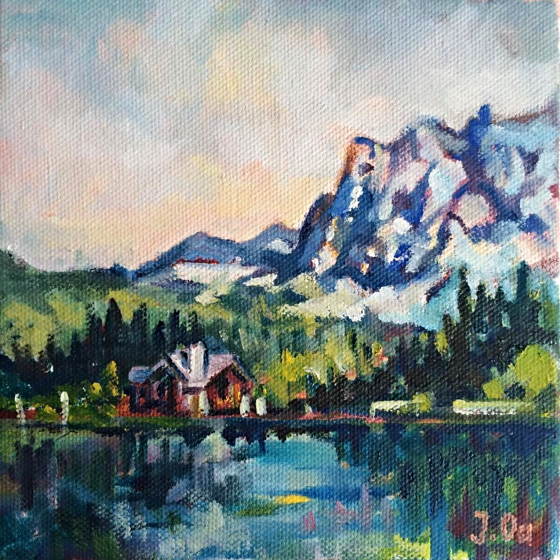 Emerald Lake (Yoho National Park, British Columbia) 6x6, oil on canvas - SOLD