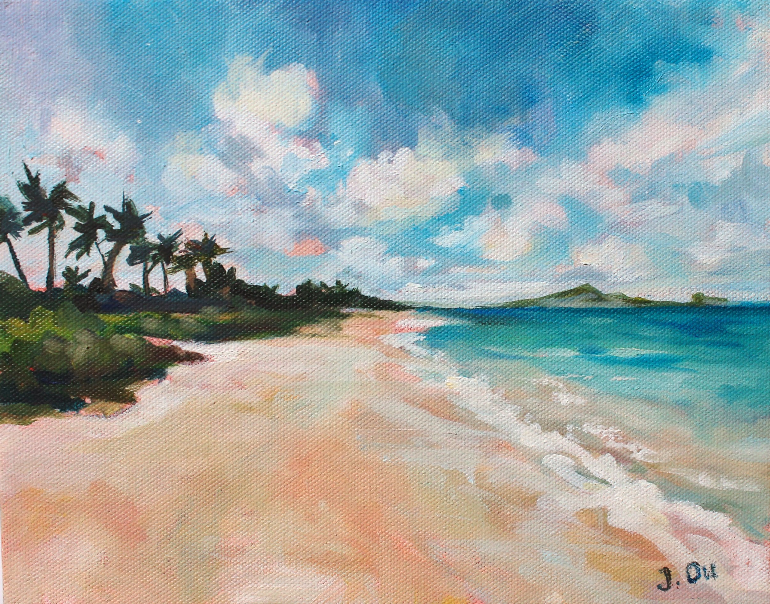 Lanikai Beach 8x10", oil on canvas - SOLD.