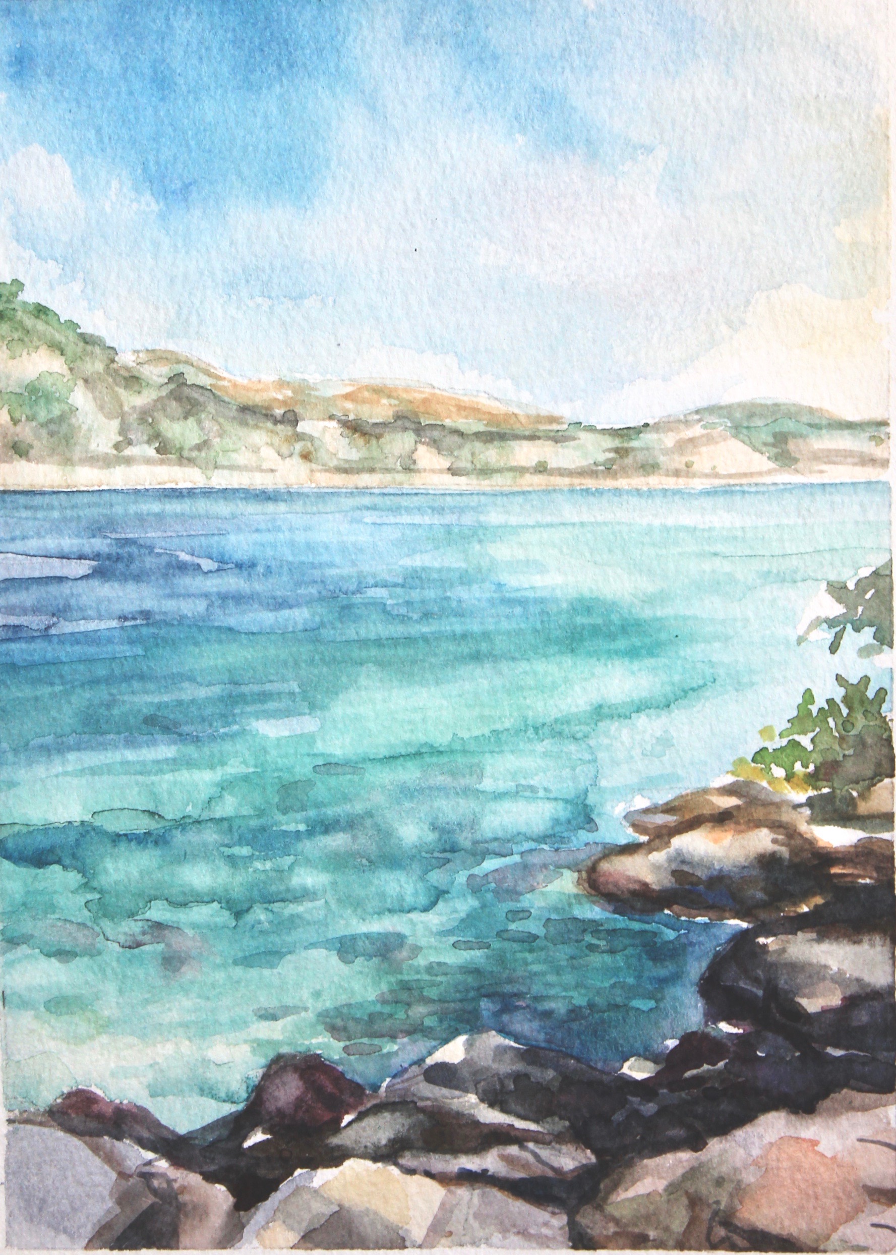 Island of Lokrum 5x7, watercolor. sold