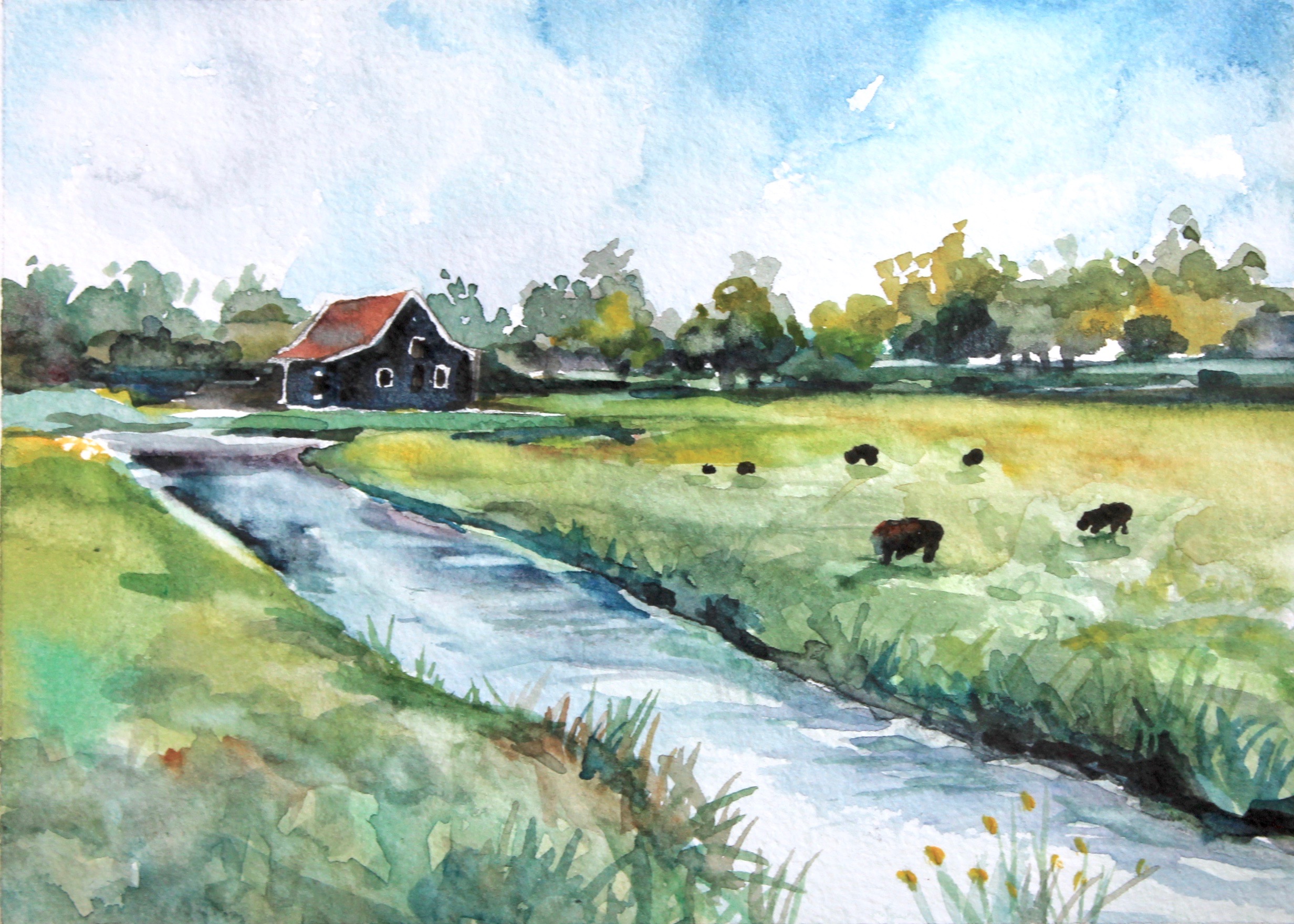 North Holland, 5x7, watercolor. sold.