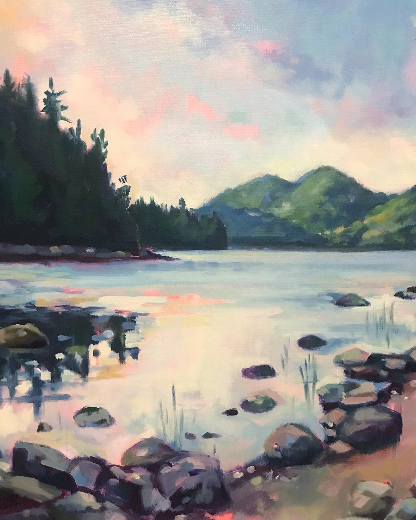 Still needs some refining, but I am loving the process. We returned to Jordan Pond at sunset &amp; I&rsquo;m glad we did... unbelievably beautiful and the bonus of no crowds. 🙌🏼 These will be released in just a couple weeks! 🤩