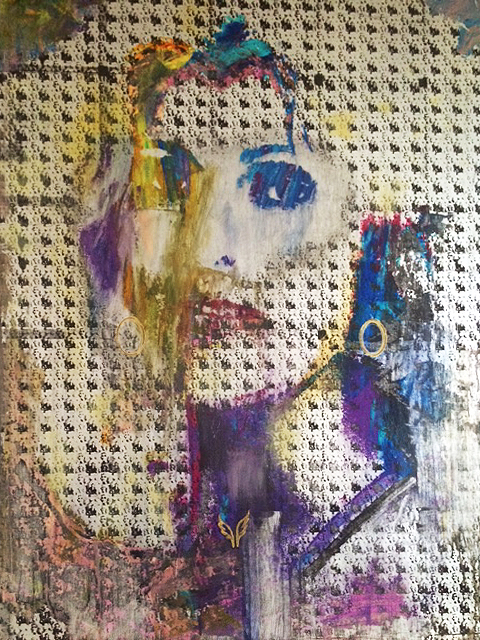 "Cie. Unbreakable" 2016, 56"x46" mixed media on wood panel. Collection of C. Sanita