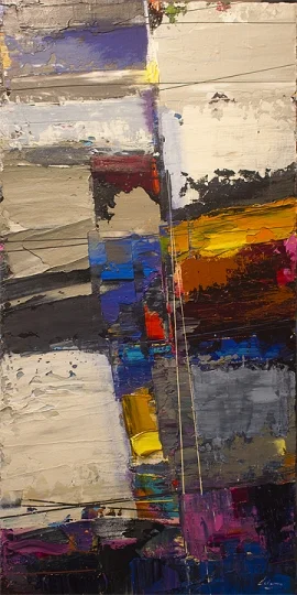 Jazz Club(sold) 24" x 48" Mixed media on canvas
