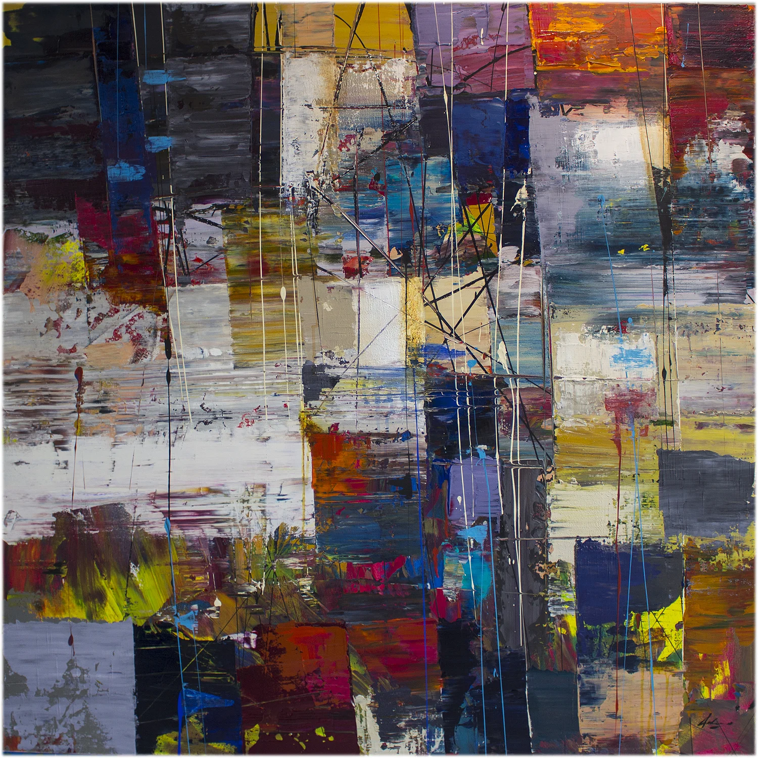 Commute: Arrivo 48" x48" mixed media on canvas