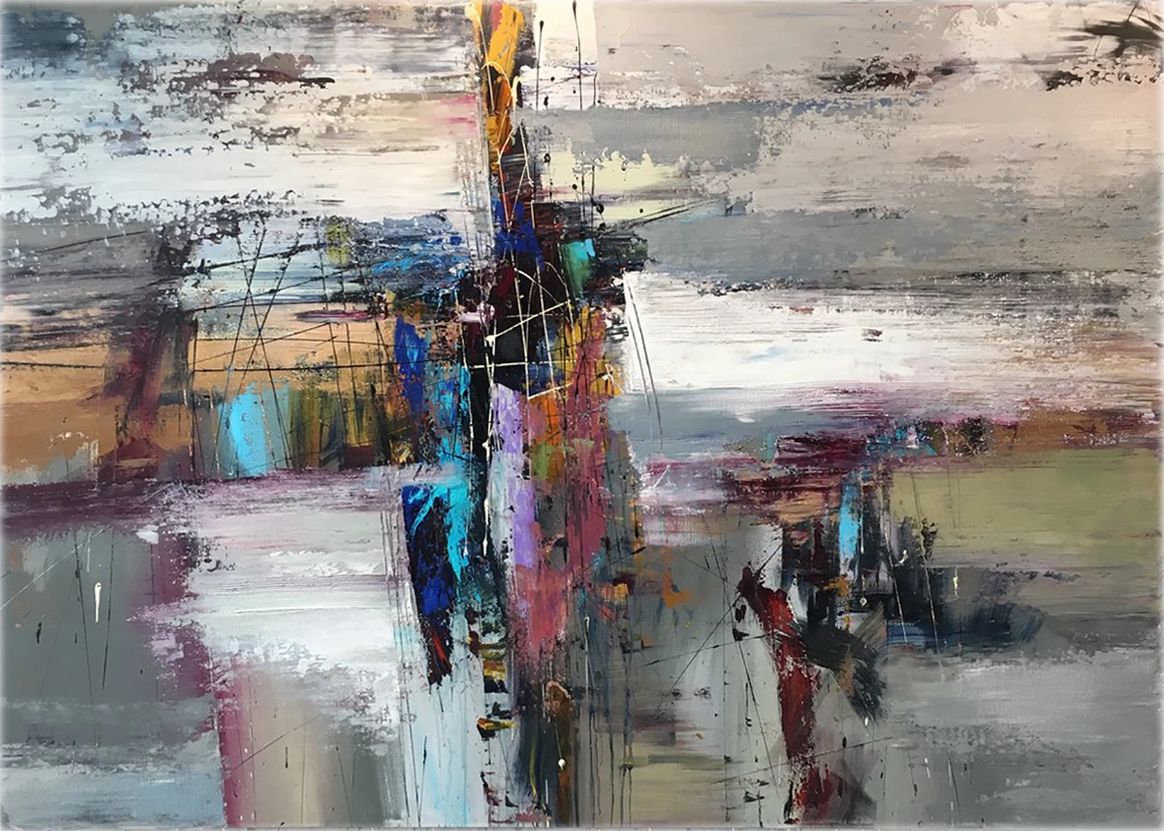 "Oratory" 60" x 84" Acrylic and mixed media on canvas