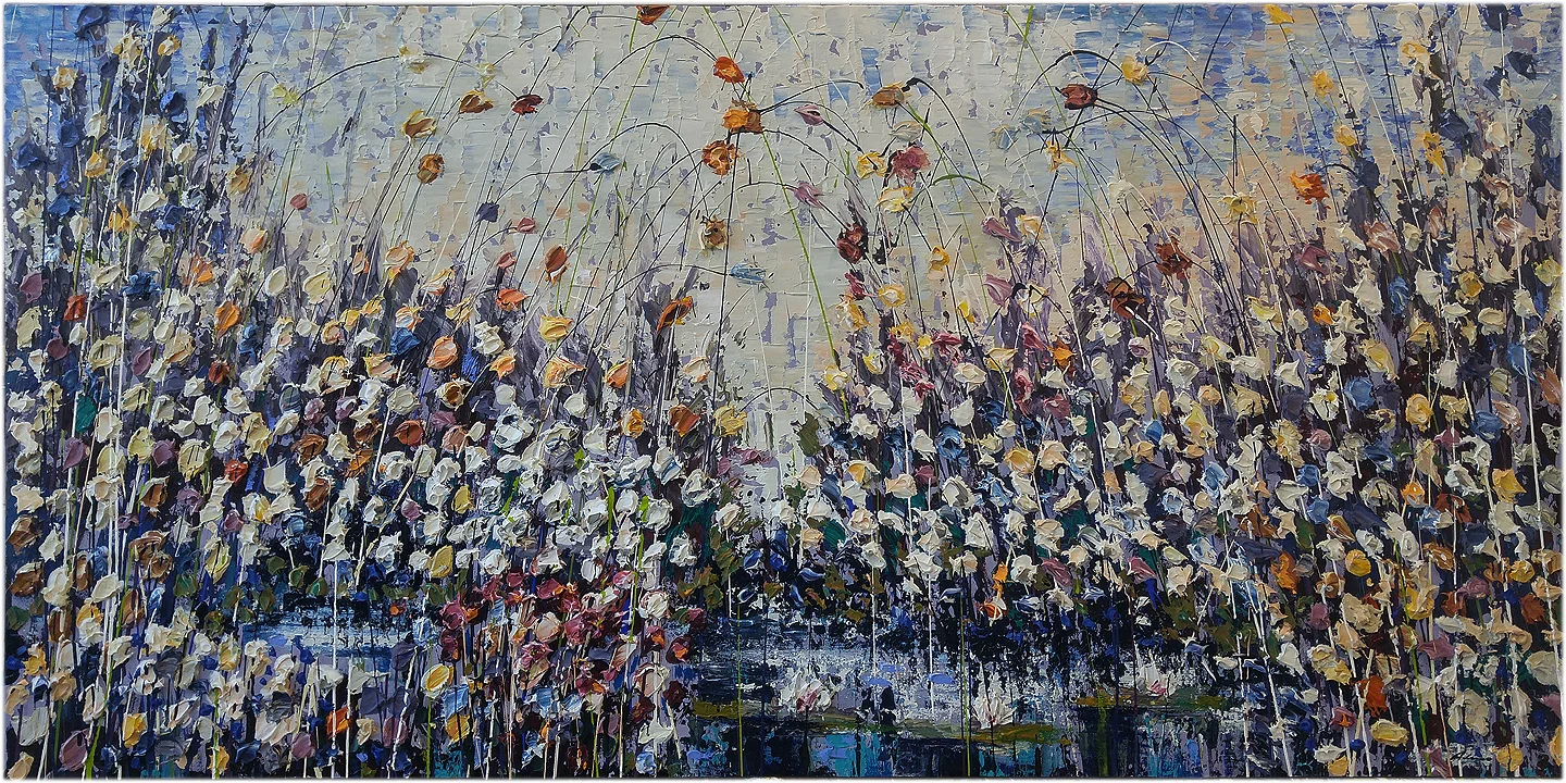Sweet Meadow Dream 36" x 72" Acrylic and mixed media on canvas