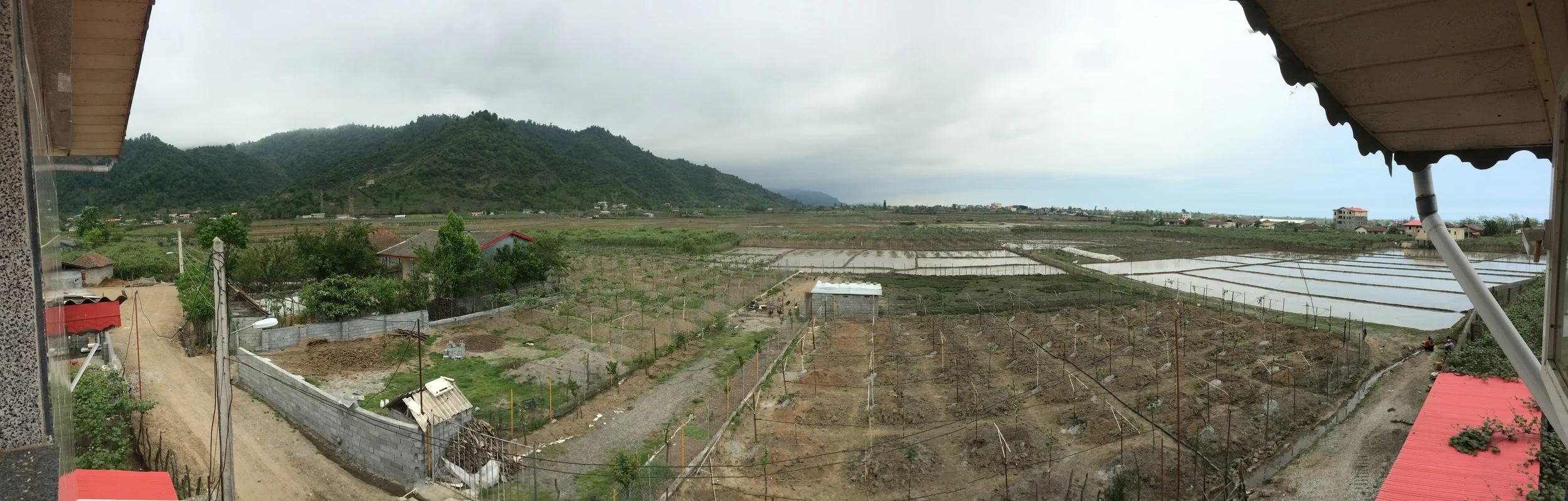 The site of our new double house project, squeezed in between the mountains in the west and the Caspian Sea in the east. 