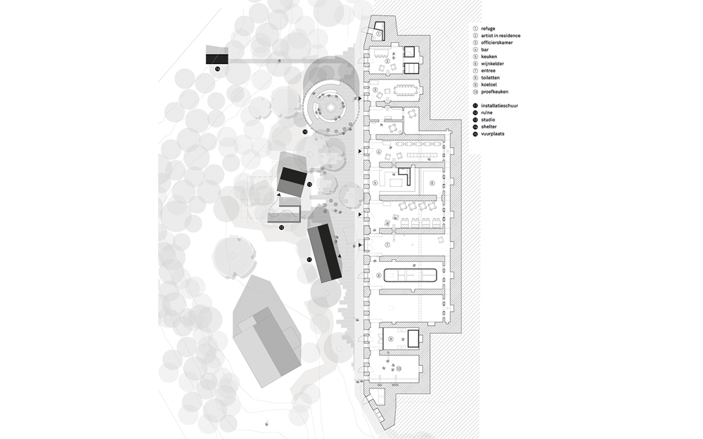 Floor plan of barracks after transformation