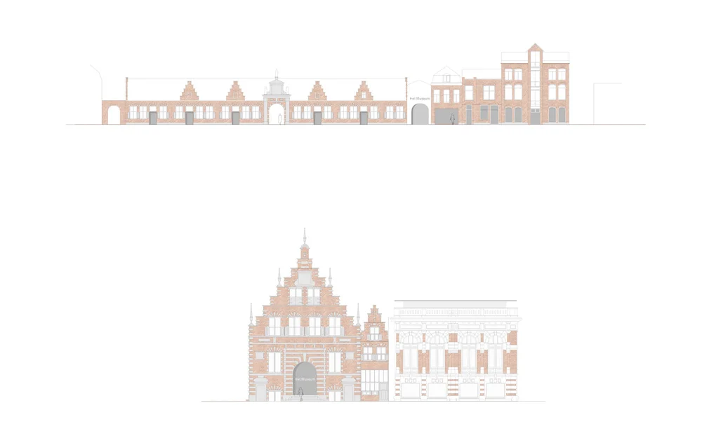 Both building are in need of a wat of communicating with the city, in which the entrance is the most prominent character. A recognizable gate, designed alike, links the individual museums. 