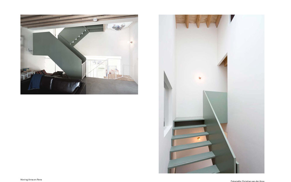 House nr 3 has a large canyon like space with a sculptural staircase in the middle. 