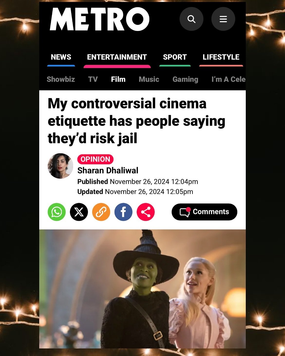 all of you admonishing those singing during Wicked - i say stop being grumpy, you&rsquo;re not watching Civil War, it&rsquo;s Wicked. relax. let ppl have joy! let young ppl experience this joy!! 

me for @metro.co.uk 

✨ link in bio