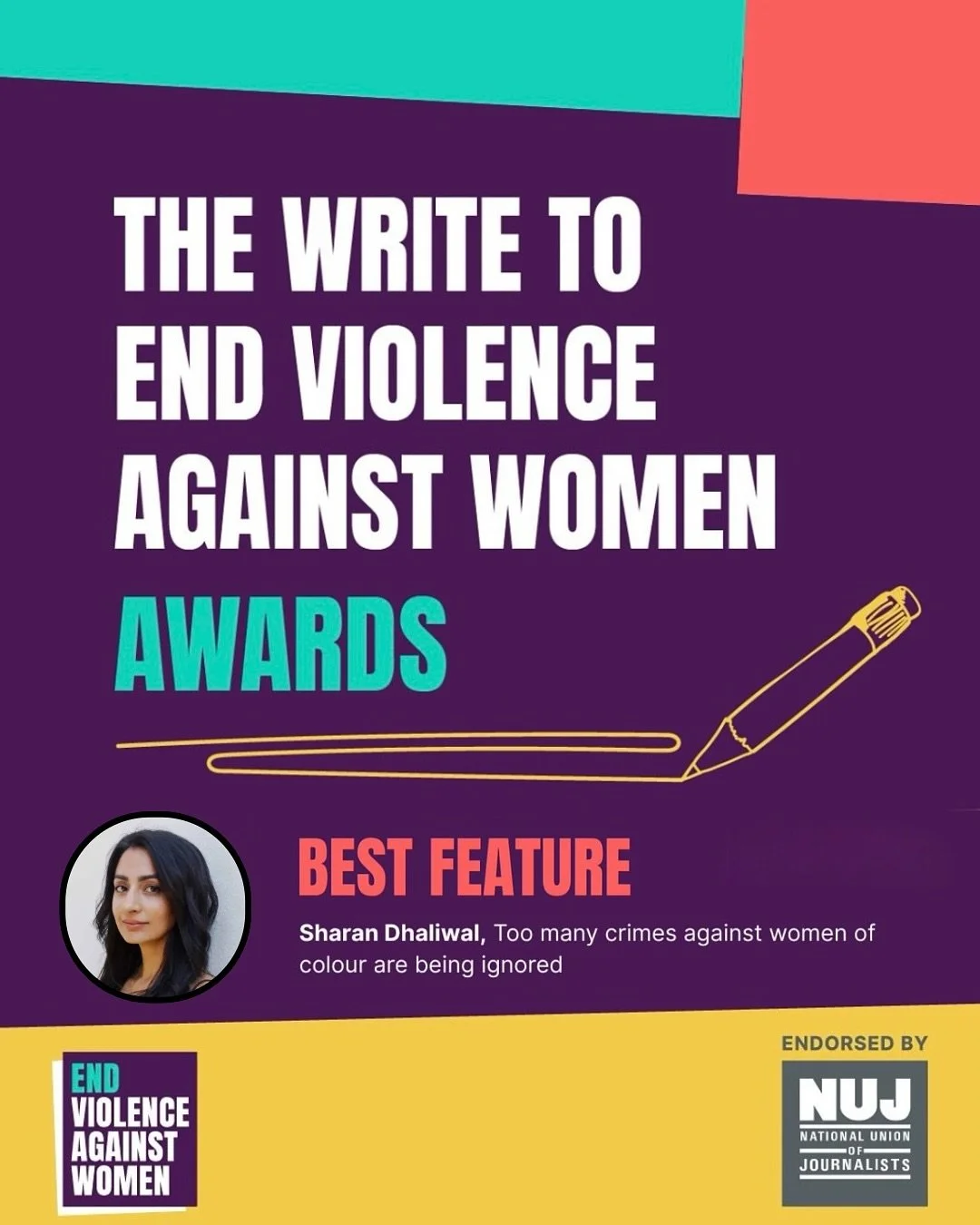 I&rsquo;m delighted to say that I&rsquo;ve been nominated for @evawuk&rsquo;s award for Best Feature for my @metro.co.uk article on how the failures of institutions to protect women against domestic violence, fail women of colour. 

On the one year a