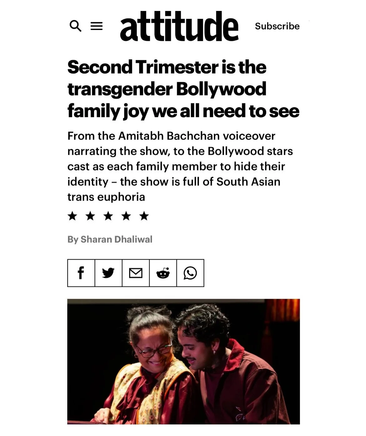 If you haven&rsquo;t already, go see Second Trimester, with @krishnaistha &amp; @geetha_shankar1, directed by the amazing @millibh and produced by the only producer @ruby_milk 🏳️&zwj;⚧️

Read my 5 star review in @attitudemag ❤️

Catch Second Trimest