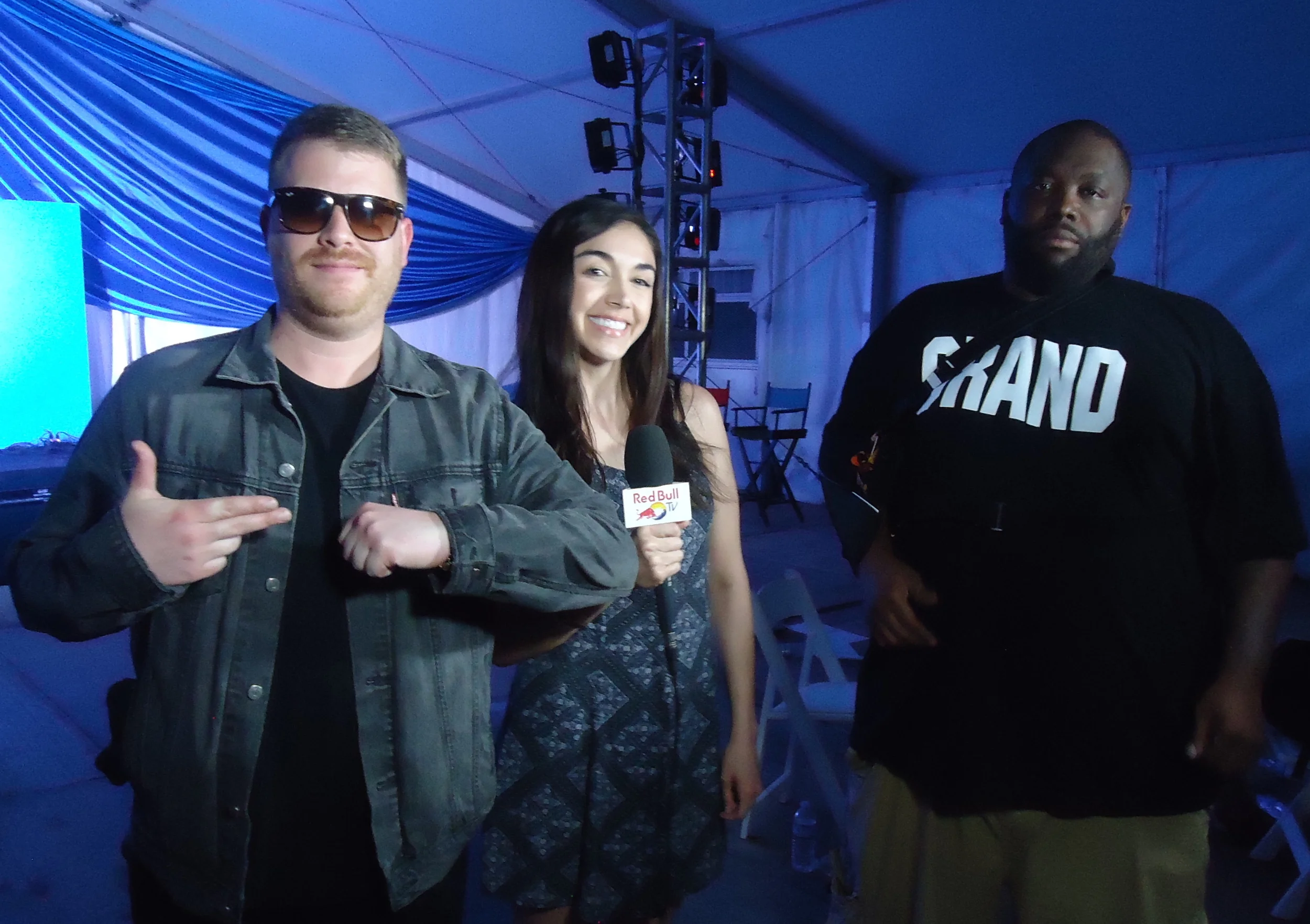  El-P, Killer Mike of Run the Jewels and Rebull.TV host Julie 