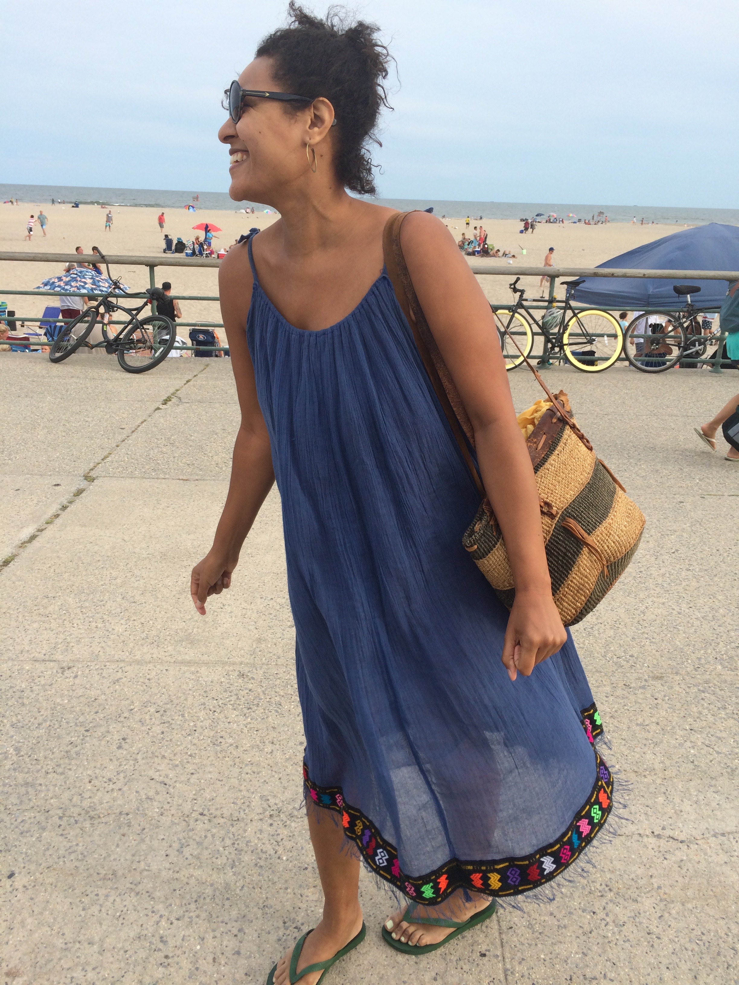 Elina wearing a dress from Ethiopia